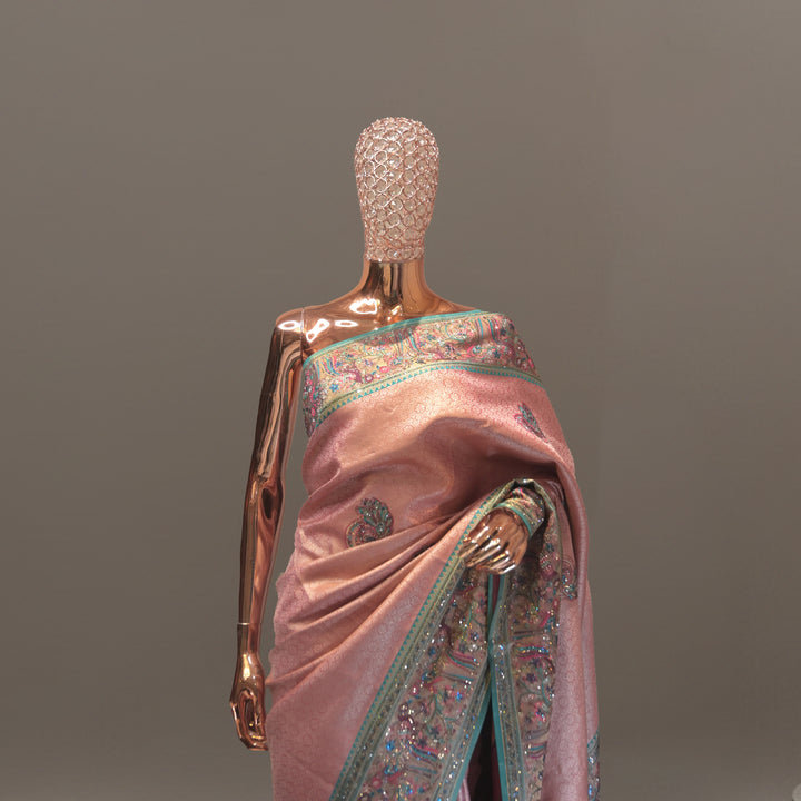 Mauve Banarasi Silk Saree with Swarovski Work