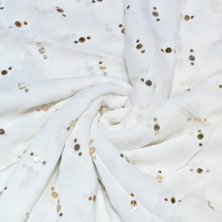 Dyeable Viscose Georgette Handwork Mukaish Fabric DN0017