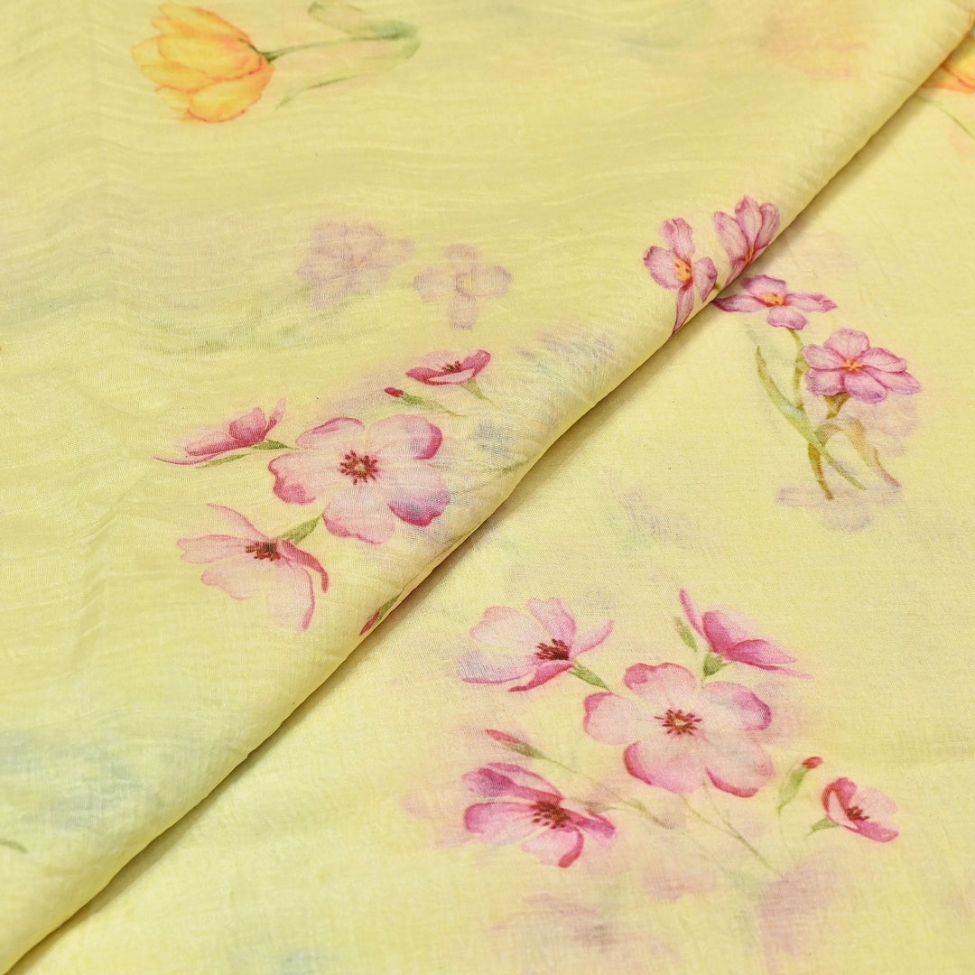 Premium Mul Chanderi Digital Print Fabric – Lightweight Chanderi Fabrics GT0185-19
