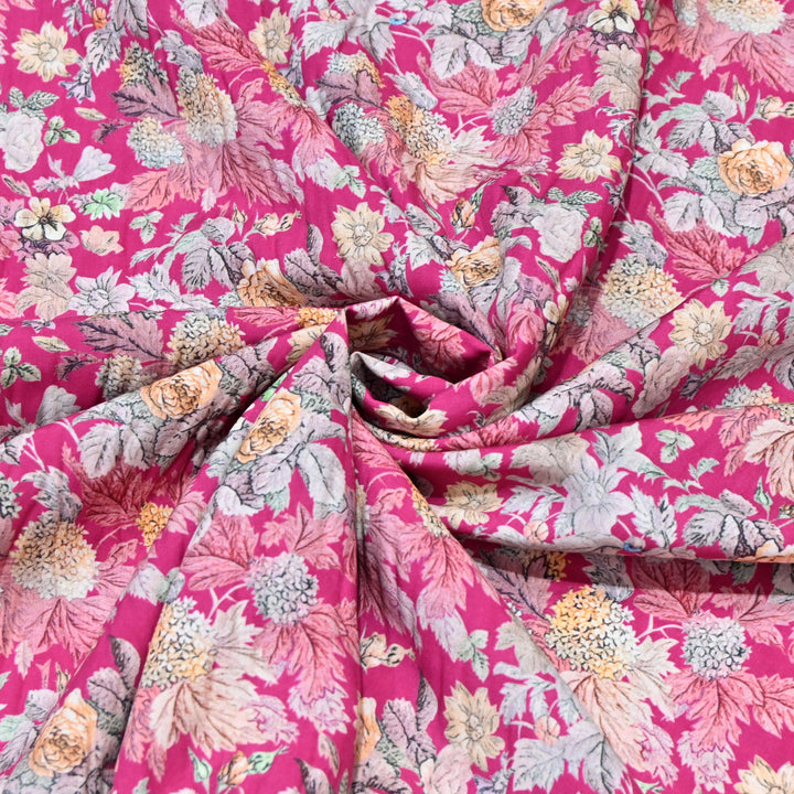 Magenta Omura Cotton Floral Vine Print