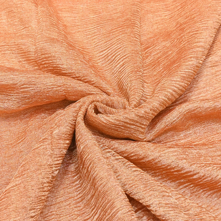 Dark Peach Premium Designer Dyed Crush Tissue Fabric with Glossy Finish
