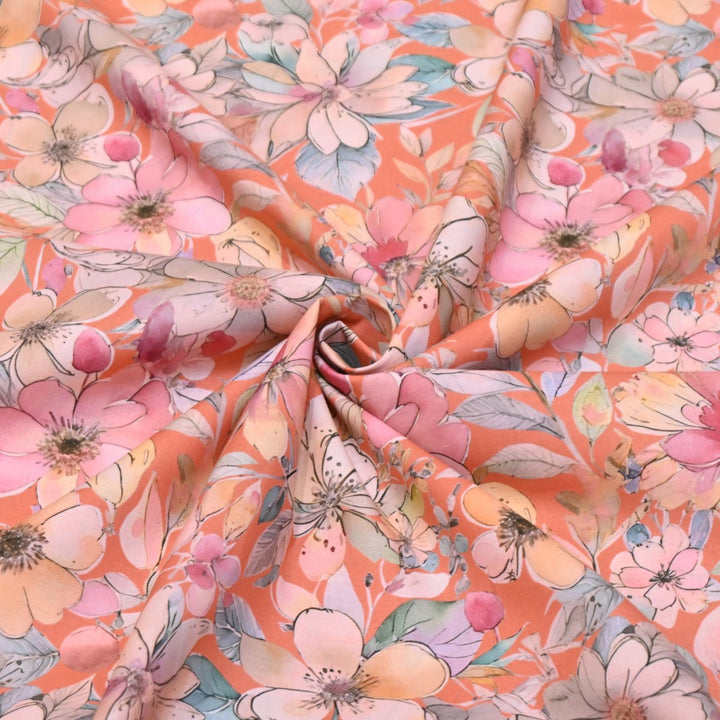 Multicolor Cotton Digital Print Fabric -Soft Breathable Printed Cotton Fabric-DA1124-3