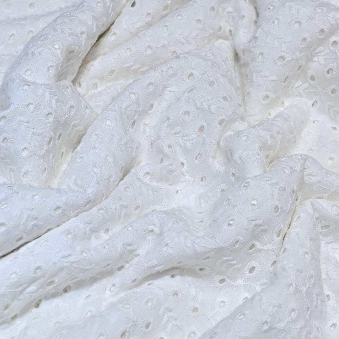 Cotton Chikan Cutwork Fabric- Lightweight Designer Embroidery Fabric- SIF145-2