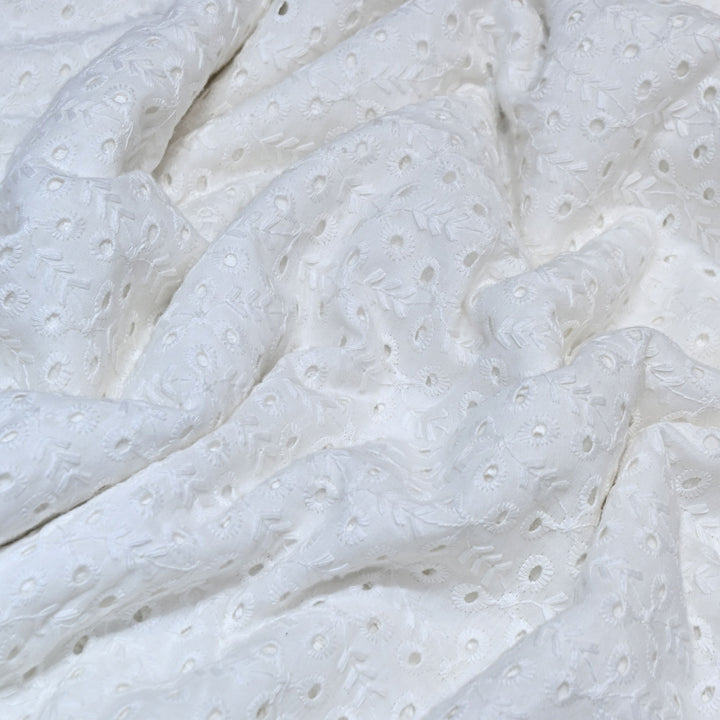Cotton Chikan Cutwork Fabric- Lightweight Designer Embroidery Fabric- SIF145-2