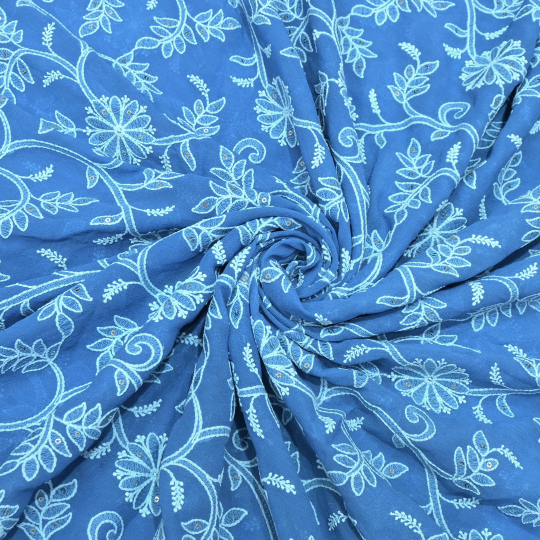 Viscose Georgette Thread With Sequins Embroidery Fabrics