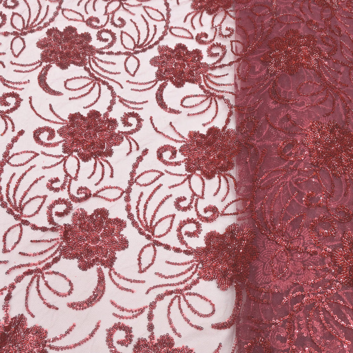 Imported Net Cutdana With Sequins Handwork Embroidery Fabrics