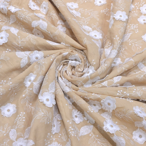 Imported Cotton 3D Flower Thread Work Embroidery Fabric