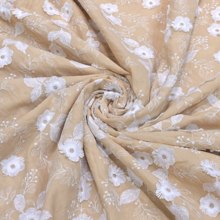 Imported Cotton 3D Flower Thread Work Embroidery Fabric