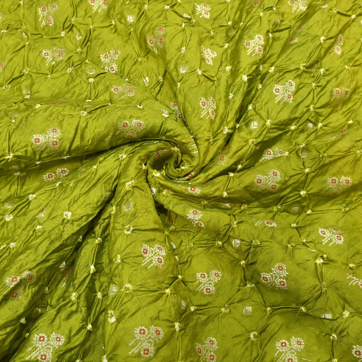 Pure Chiniya Silk Meena Zari And Hand Bandhani Fabrics