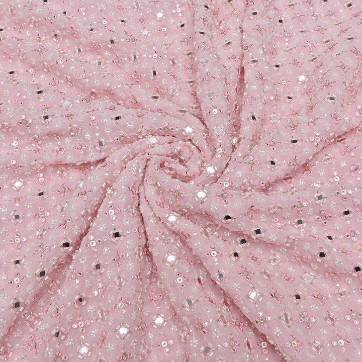 Viscose Georgette Moti Sequins Embroidery Fabrics