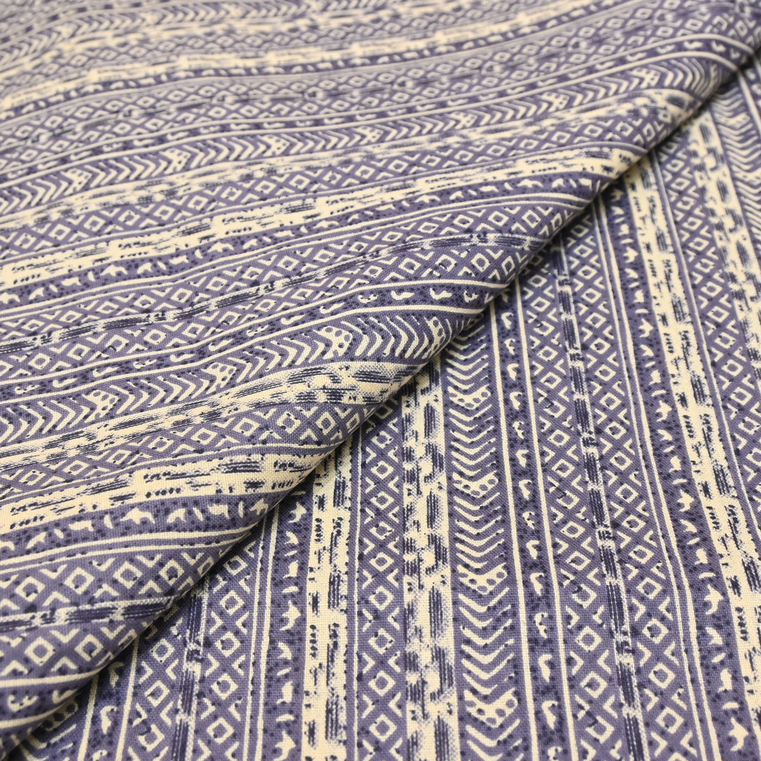 Dark Purple Cotton Linen Print
