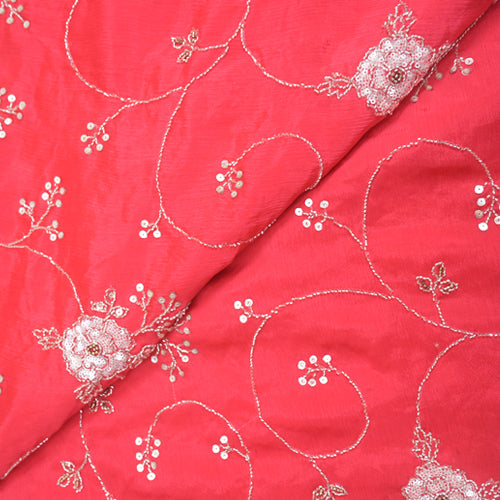 Bright red Cut Dana Embroidery Zari Work |  525-4263R