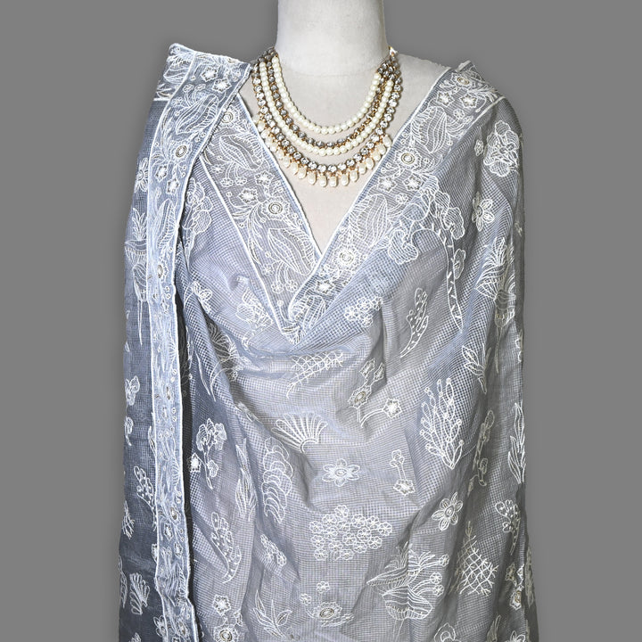 Kota Check Thread & Sequence Dupatta – Elegant Ethnic Dupatta for Women- V8332B-1