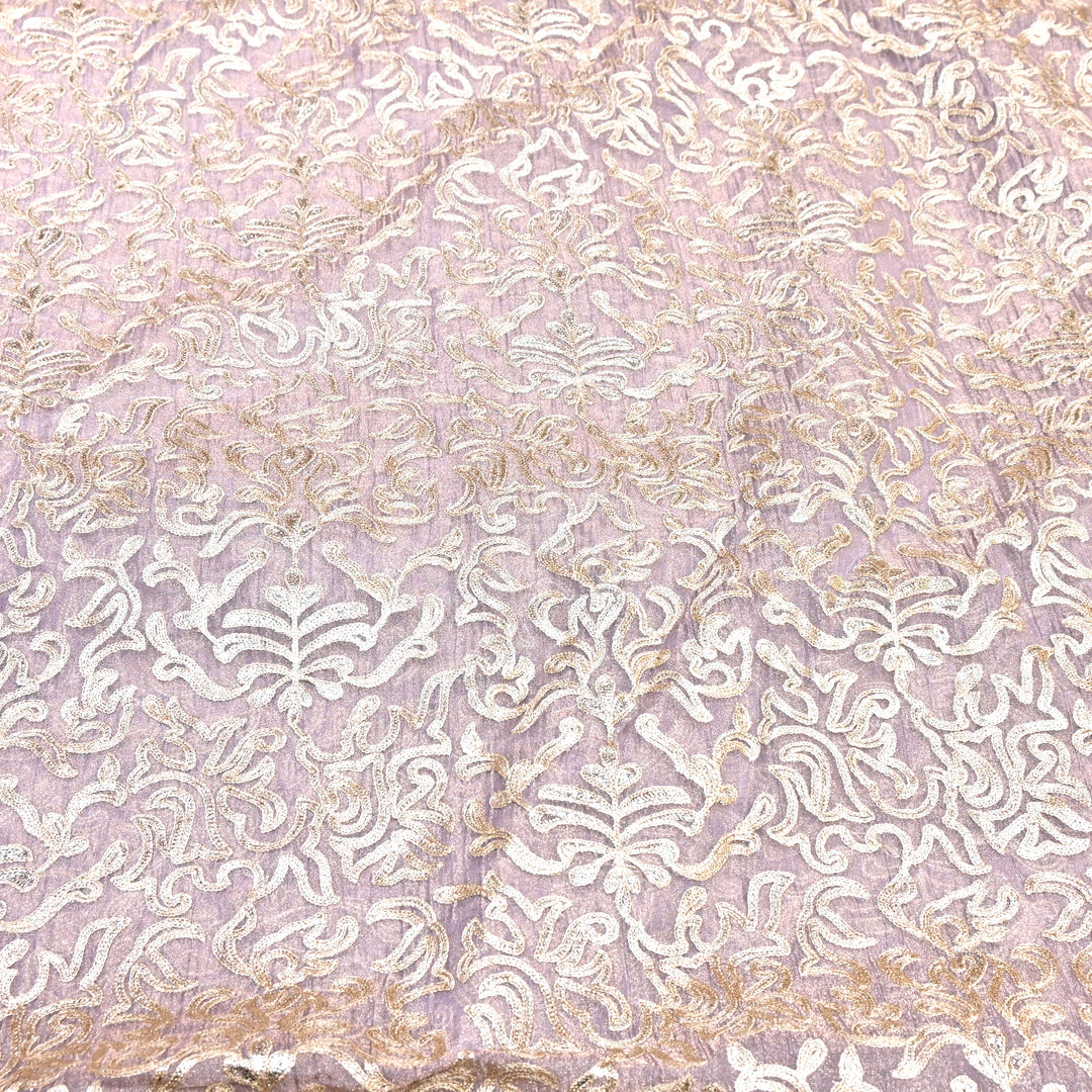 Crush Organza Tissue Zari Embroidery Fabric – Elegant Designer Party Wear Fabric - F81391-02