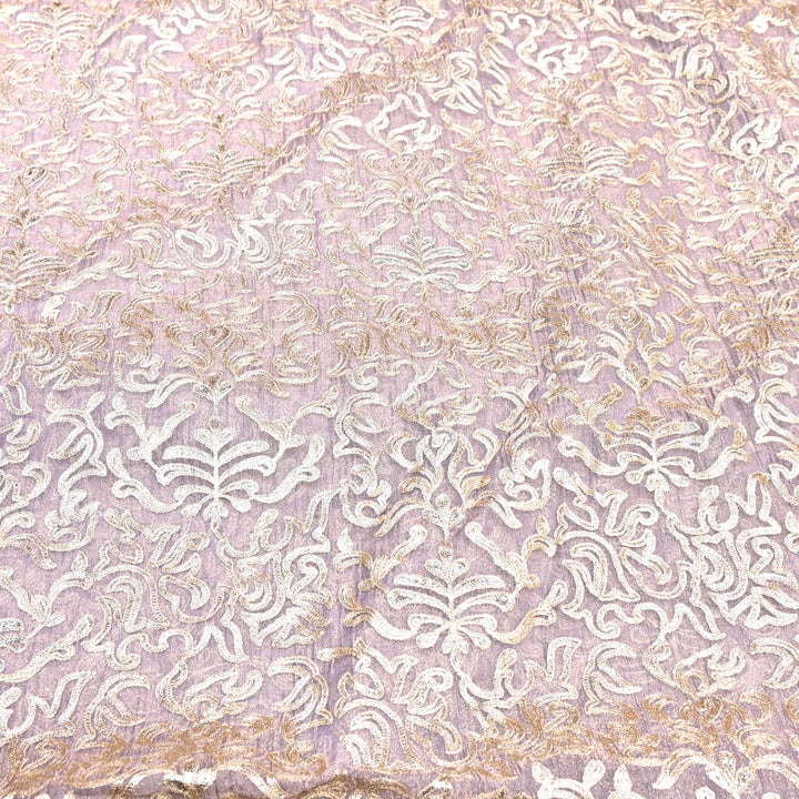 Crush Organza Tissue Zari Embroidery Fabric – Elegant Designer Party Wear Fabric - F81391-02