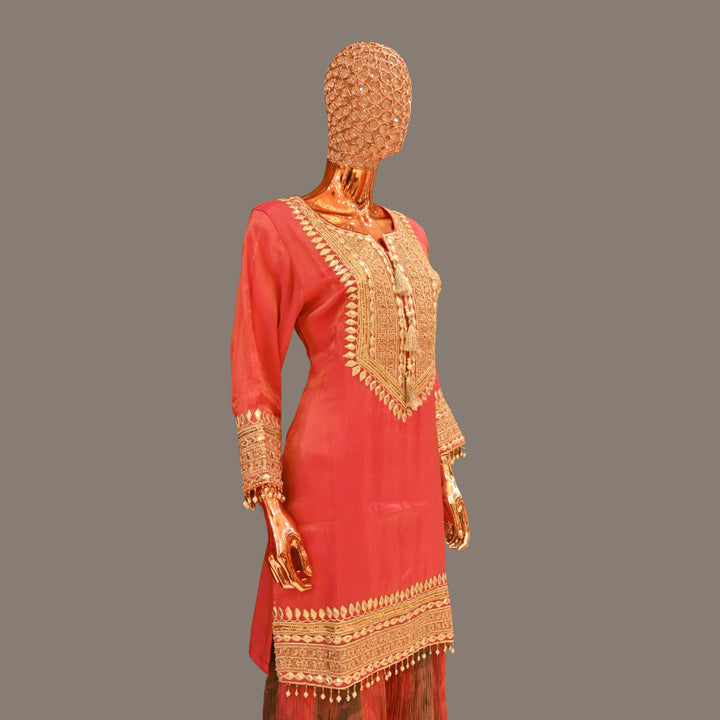 Coral Pink Sharara Suit