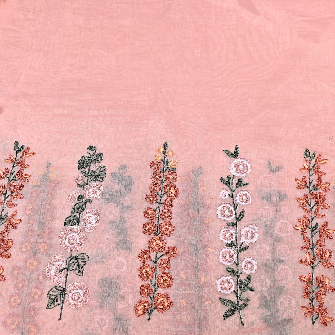 Mul Chanderi Thread Embroidery Fabric|Soft Designer Embroidered Dress Material-V1658C-02
