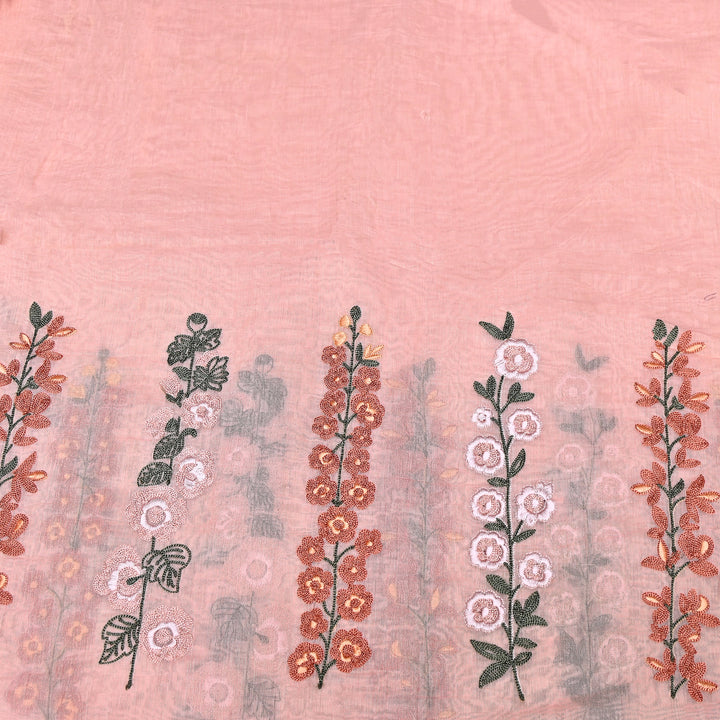 Mul Chanderi Thread Embroidery Fabric|Soft Designer Embroidered Dress Material-V1658C-02
