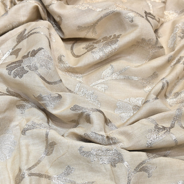 Pure Tassar Silk Zari Embroidery Fabric – Premium Ethnic Designer Fabric for Festive & Wedding Wear -TSR4462-1