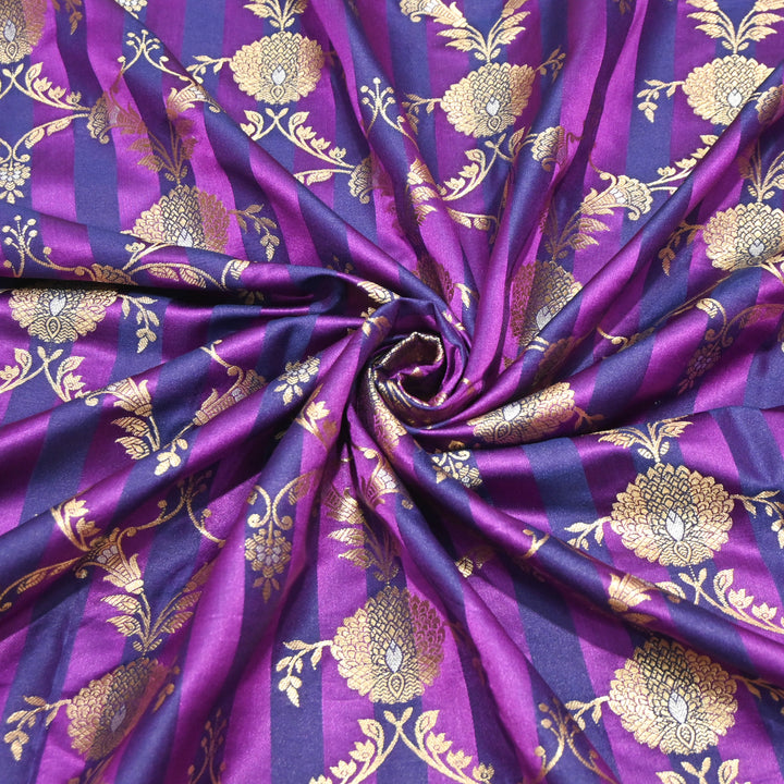 Purple Mina Zari Brocade Fabric