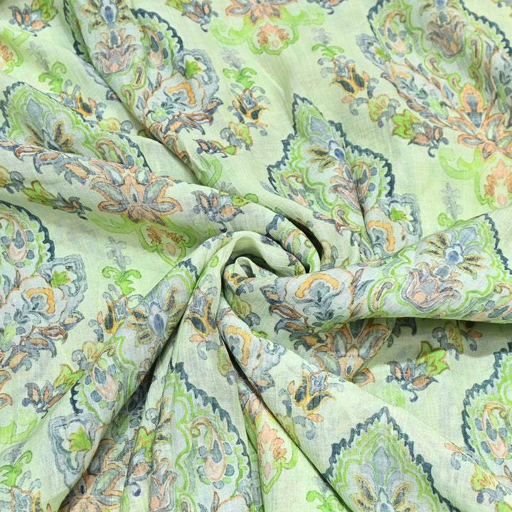 Multi Color Crush Muslin Digital Print Fabric – Soft Designer Muslin Print Fabric- COO145-5