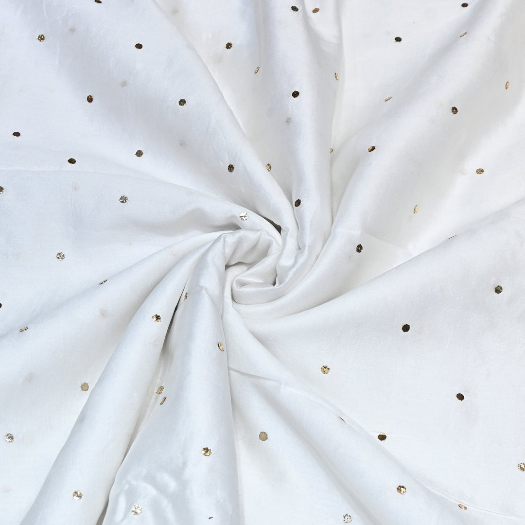 Dyeable 70 GM Chanderi Handwork Mukaish Fabric 002063