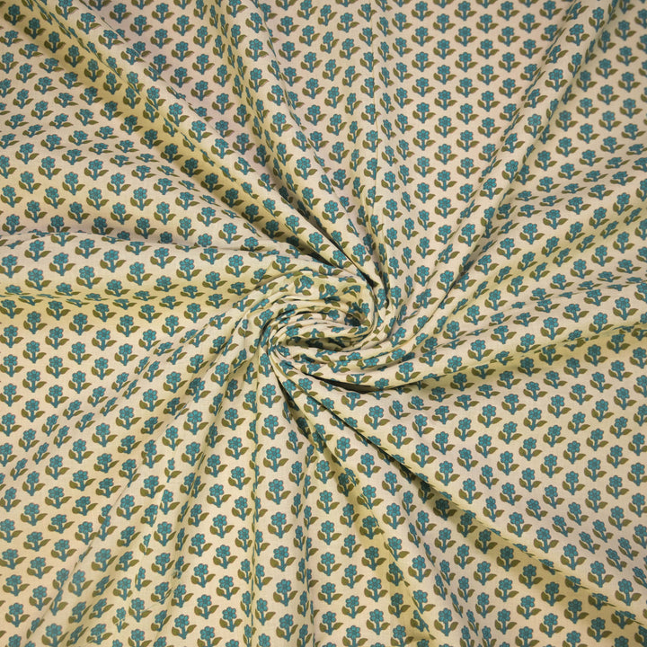 Mint Green Mini Floral Buti Printed Cotton Fabric