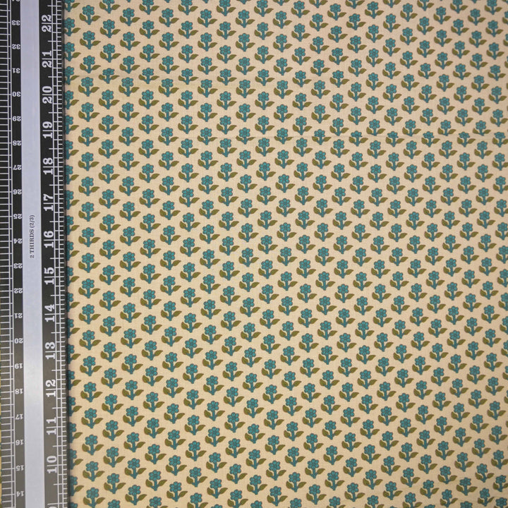 Mint Green Mini Floral Buti Printed Cotton Fabric