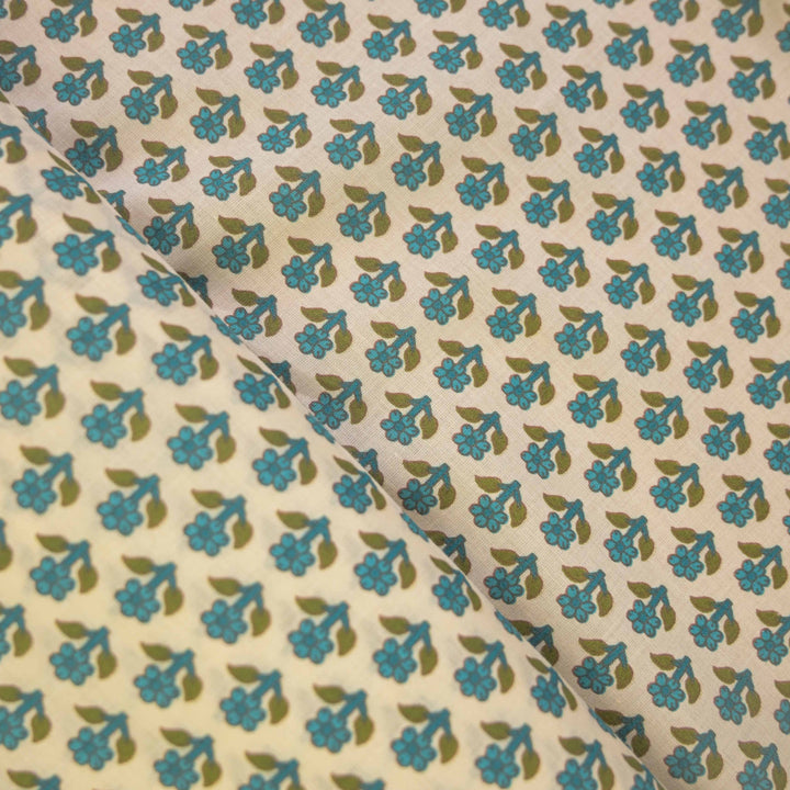 Mint Green Mini Floral Buti Printed Cotton Fabric