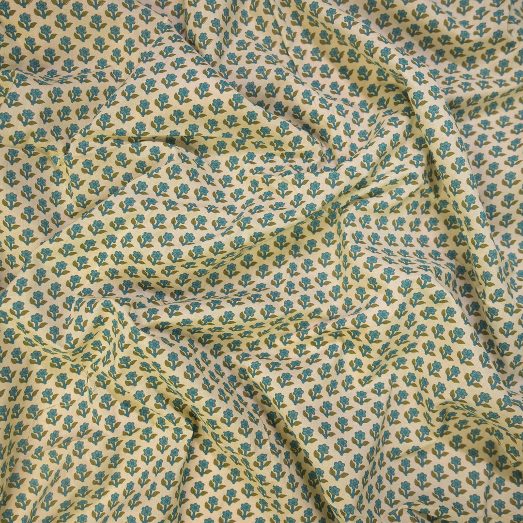 Mint Green Mini Floral Buti Printed Cotton Fabric