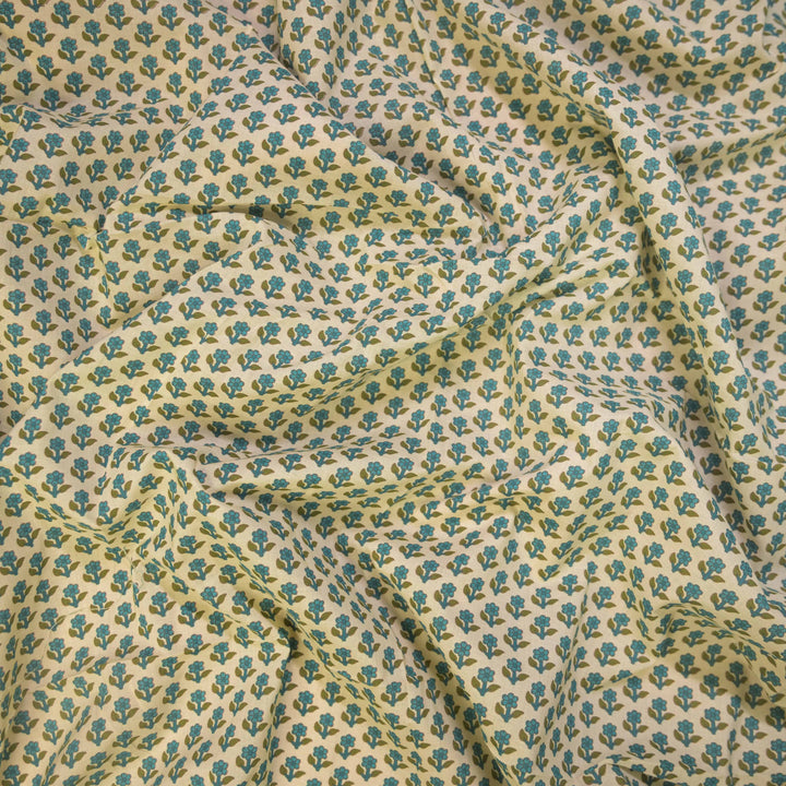 Mint Green Mini Floral Buti Printed Cotton Fabric