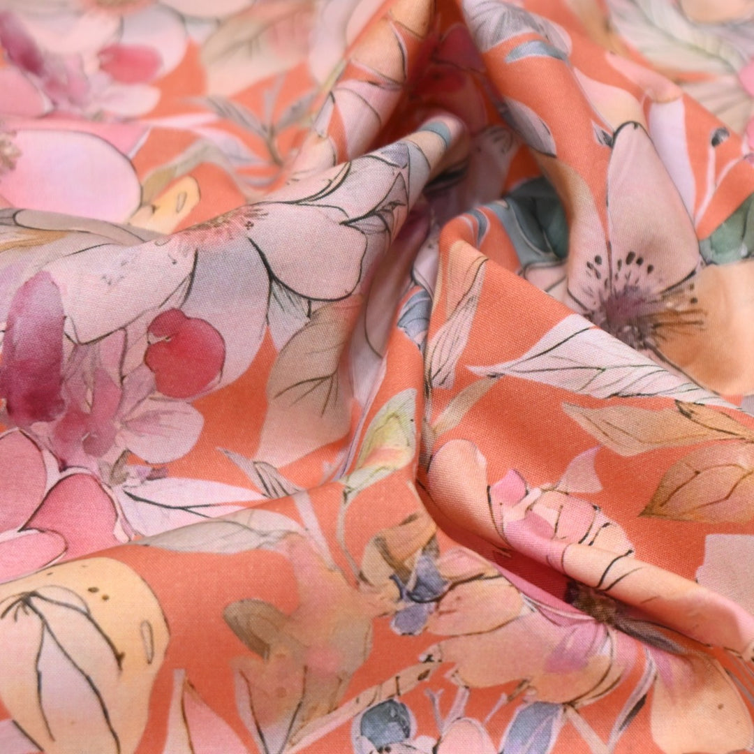 Multicolor Cotton Digital Print Fabric -Soft Breathable Printed Cotton Fabric-DA1124-3