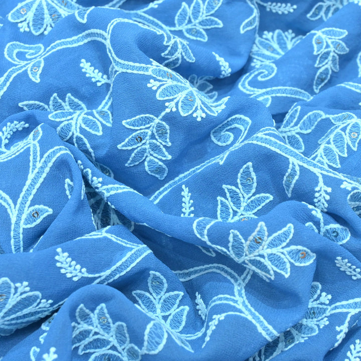 Viscose Georgette Thread With Sequins Embroidery Fabrics