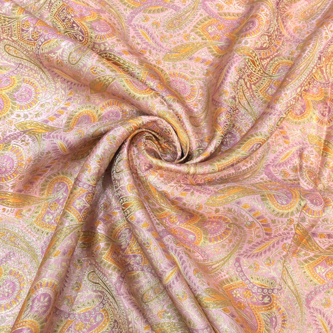 Gajji Satin Position Print Zari Jacquard Fabrics