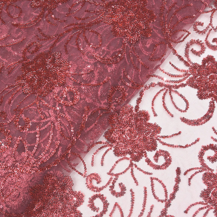 Imported Net Cutdana With Sequins Handwork Embroidery Fabrics