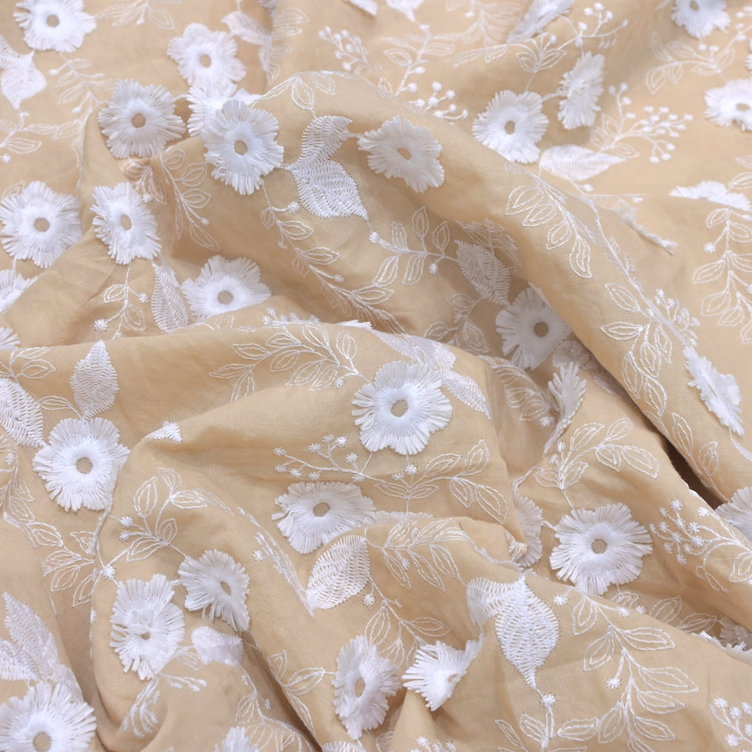 Imported Cotton 3D Flower Thread Work Embroidery Fabric