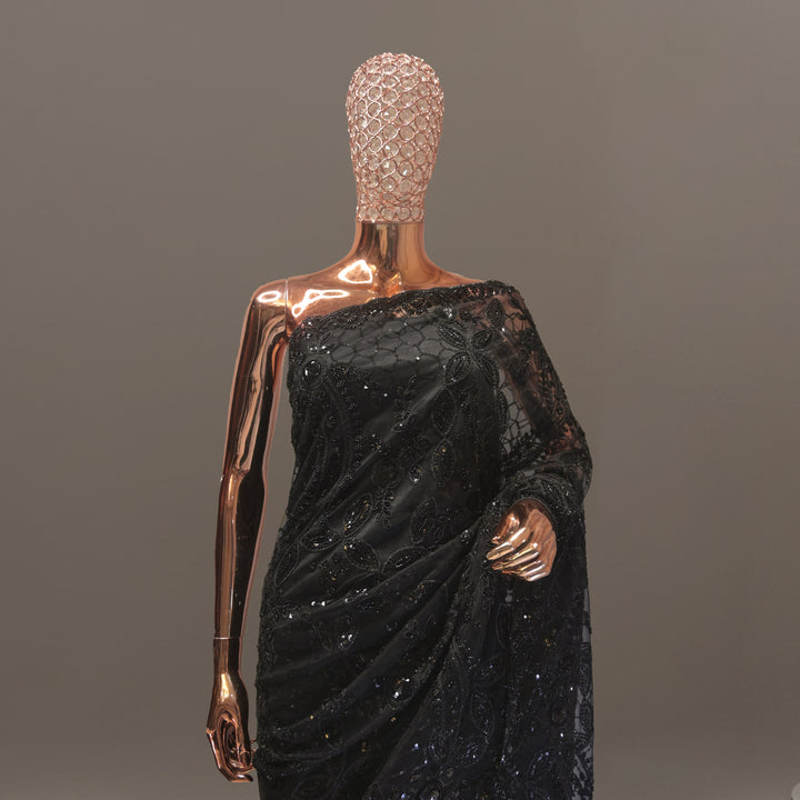 Classic Black Designer Net Saree