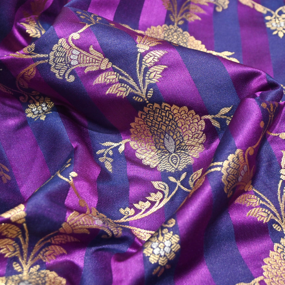 Purple Mina Zari Brocade Fabric