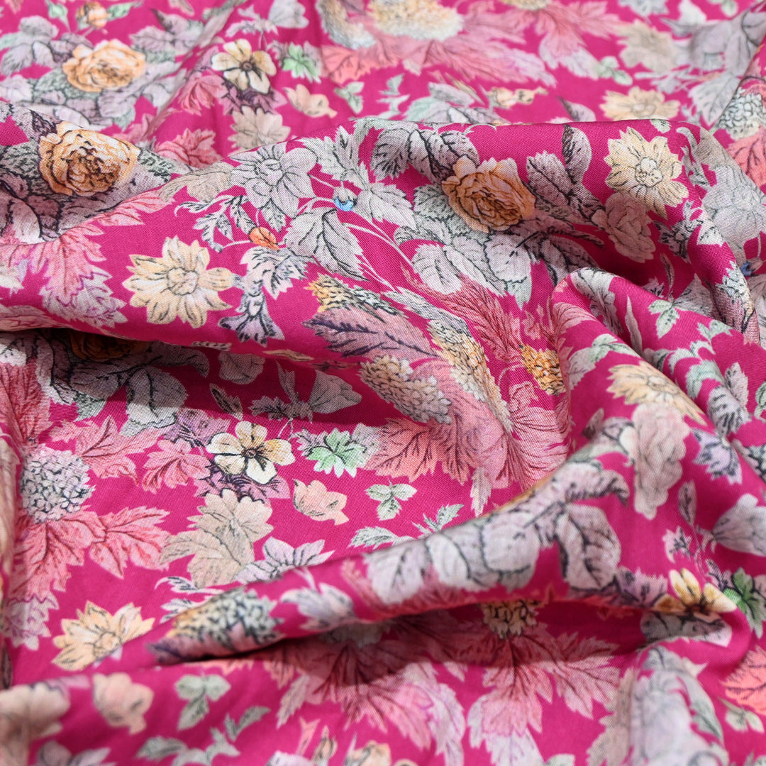 Magenta Omura Cotton Floral Vine Print