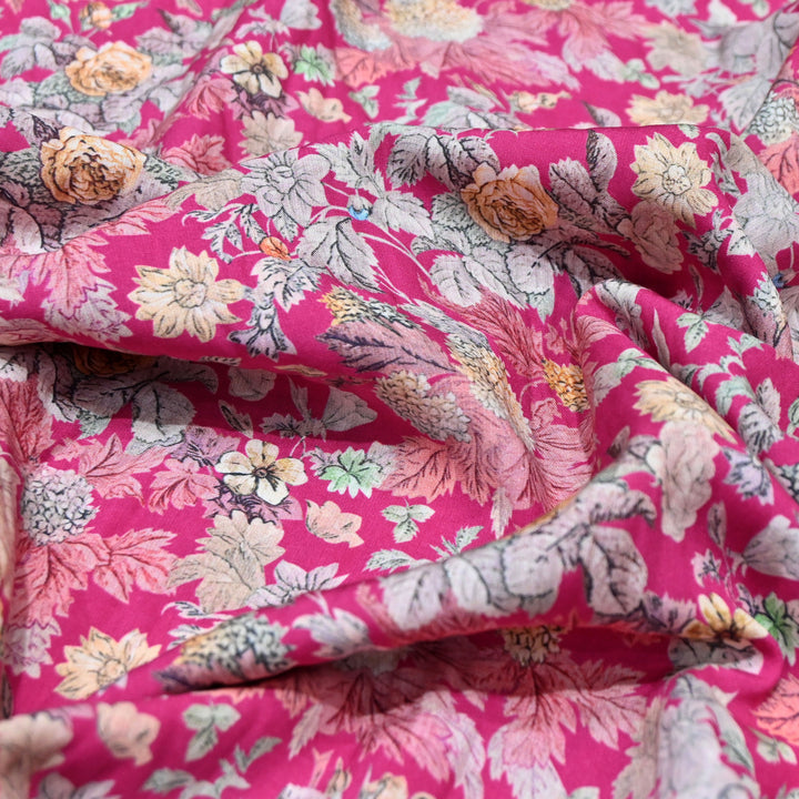Magenta Omura Cotton Floral Vine Print