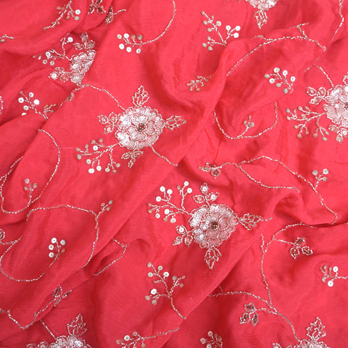 Bright red Cut Dana Embroidery Zari Work |  525-4263R
