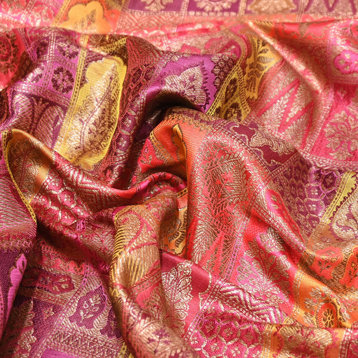 Multi Rangoli Brocade Fabric – Premium Zari Woven Designer Brocade Fabric 001006-A21