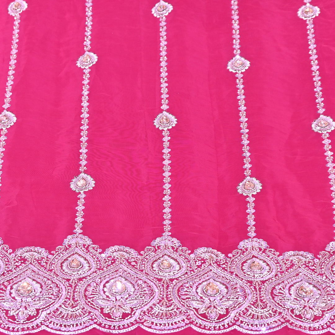 Magenta Fabric with Zari, Cutdana & Sequins Embroidery