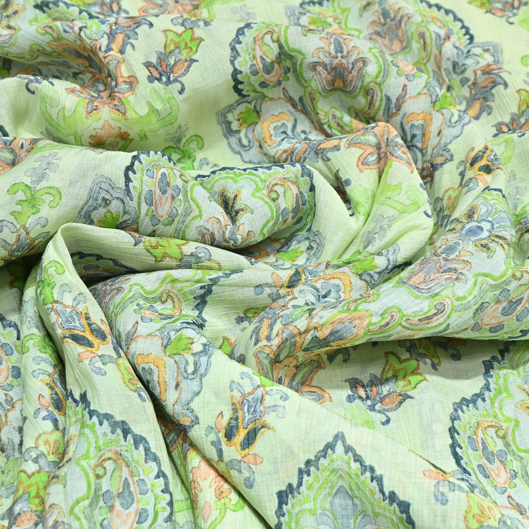 Multi Color Crush Muslin Digital Print Fabric – Soft Designer Muslin Print Fabric- COO145-5
