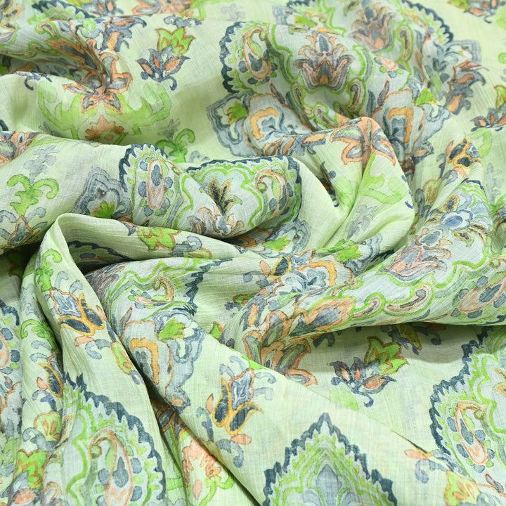Multi Color Crush Muslin Digital Print Fabric – Soft Designer Muslin Print Fabric- COO145-5