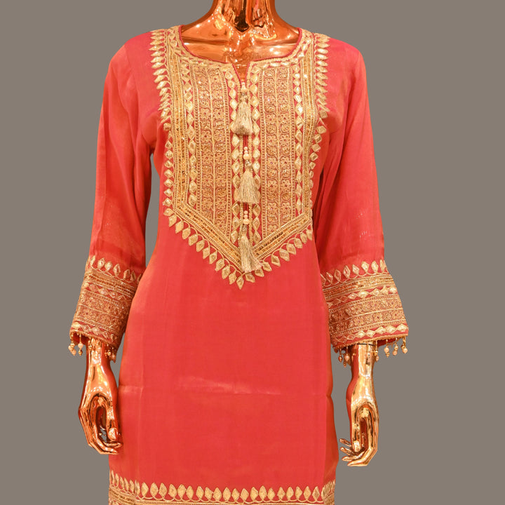 Coral Pink Sharara Suit