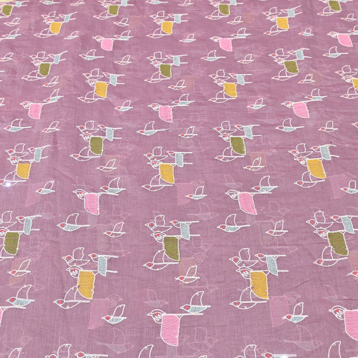 Mauve Mul Chanderi Sequins Embroidery.