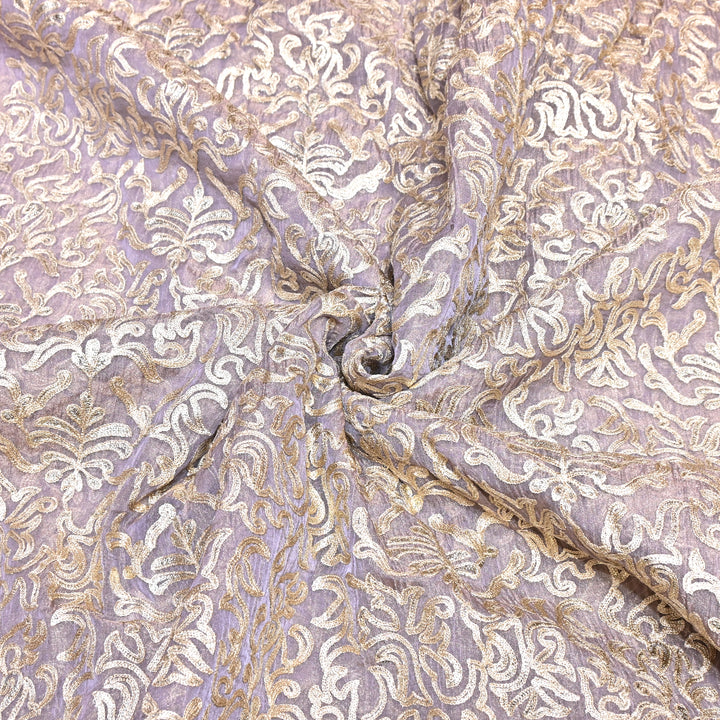 Crush Organza Tissue Zari Embroidery Fabric – Elegant Designer Party Wear Fabric - F81391-02