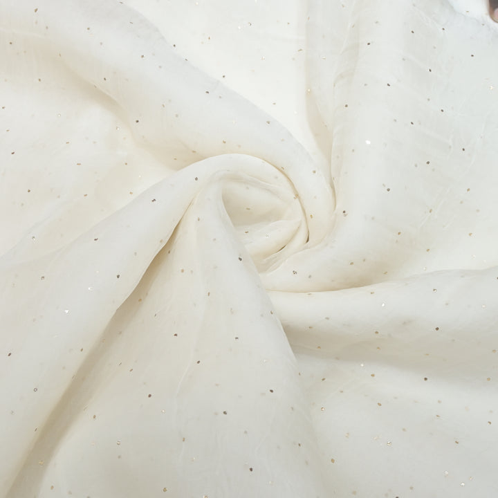 28gm Organza Tiny Tikki Mukaish Hand Work Fabric