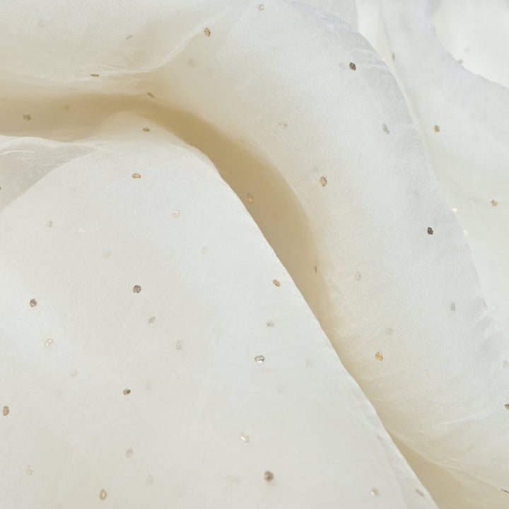 28gm Organza Tiny Tikki Mukaish Hand Work Fabric